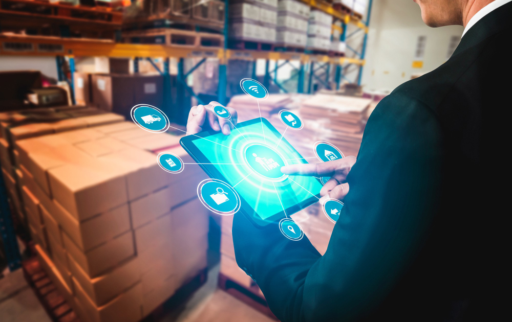 Futuristic image capturing the evolving landscape of e-commerce and international shipping, with elements of advanced technology and global connectivity.